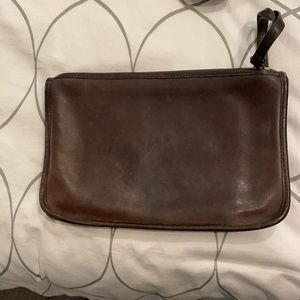 Coach Vintage 1980s Brown Leather Zip Clutch